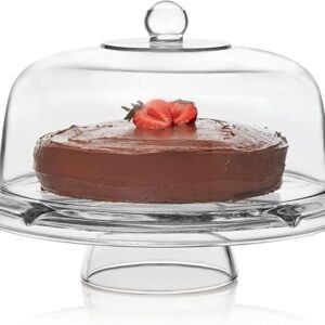 Libbey Selene 6-in-1 Multiuse Glass Server, Punch Bowl, Chip and Dip Bowl, Cake Stand